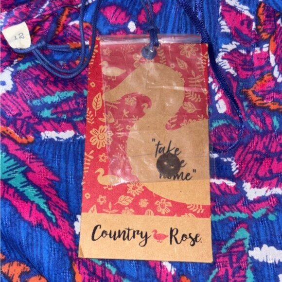 Country Rose Blue Floral Midi Dress Size 12 Sleeveless Boho Print Coastal Office - Picture 3 of 10